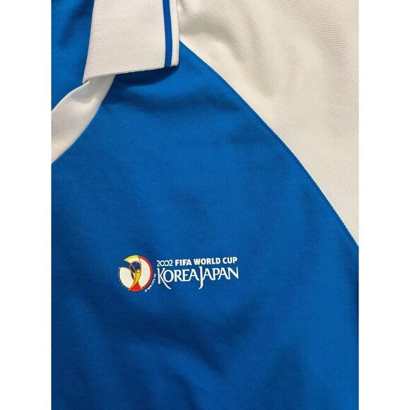 Vintage 2002 Fifa World Cup Korea Japan Soccer Blue & White Polo Shirt Medium - Picture 4 of 5
